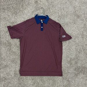 Men's Foot Joy Burgundy and Blue Polo Shirt